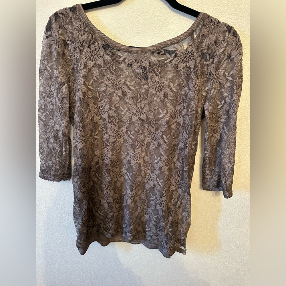 DKNY Floral Lace Blouse - Brown